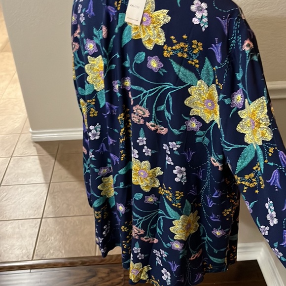 Old Navy navy floral print long sleeve blouse top Size XXL - Picture 10 of 17